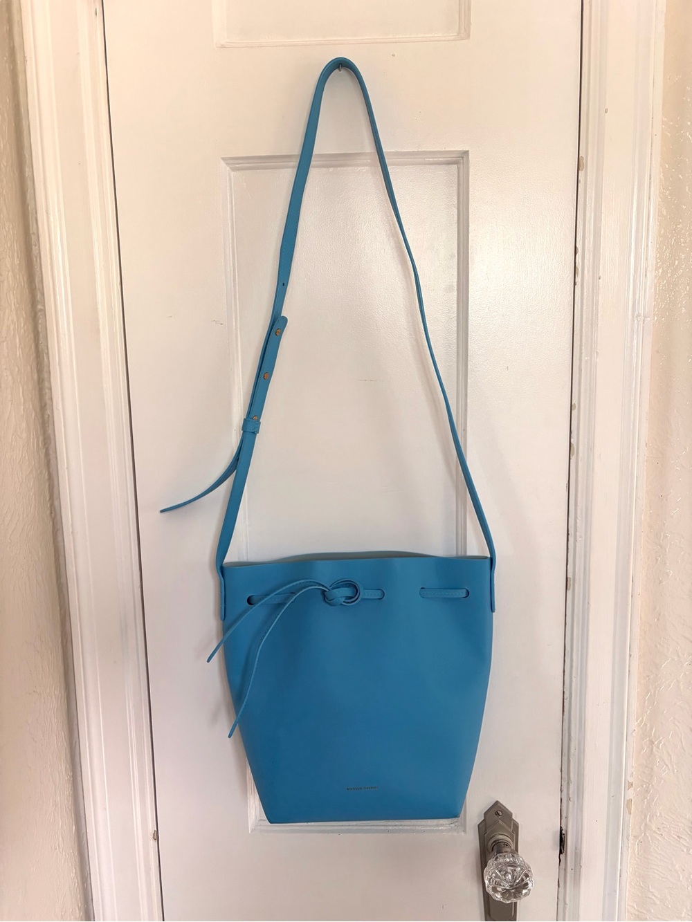 Mansur Gavriel Bright Turquoise Leather Bucket Shoulder Bag